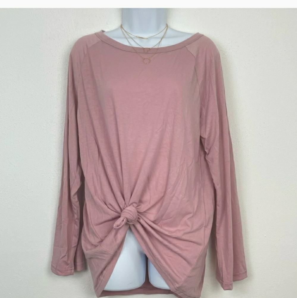 Loose Front Knot Long Sleeve Shirt